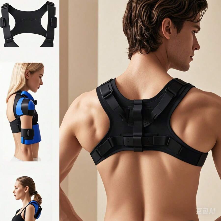 A Unisex Item Suitable For Both Men And Women In Autumn And Winter Seasons,Adjustable, Breathable Back Support Brace - Seamless Upper Back, Spine, Neck And Shoulder Support - Suitable For Daily Wear, Clavicle Stabilization - Optimizes Posture, Suitable For Vests, Training Outfits, Tops, Running, Office And Daily Posture, Sturdy Structure, Comfortable Fit, Active Lifestyle - Multicolor - View 1