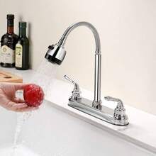 Mezcladora para Fregadero, Llave de Fregadero de Cocina Flexible, Grifo de Cocina con Dos Asas, Grifo de Cuerpo Principal de Latn, Acabado Cromo Espejo - inicial - Ver 8