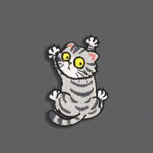 3件套可爱调皮猫刺绣布贴动物徽章服装DIY装饰贴纸