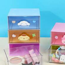 Miniso Sanrio Characters 单层抽屉盒 | 3D 娃娃手柄，实心塑料材质，桌面小物品收纳（1 件） - 藍色 - 查看 3