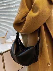 Women's Semicircle Bag, Fashion Casual Daily Commute School Saddle Bag, Retro Niche Design Versatile High-End Crossbody Bag