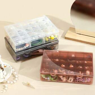 1个多用途透明塑料空收纳盒，可用于存放耳环、戒指、珠宝、美甲用品、美甲工具、美甲配件、首饰装饰和收纳。送给女性的礼物，适合阳光旅行、清凉出行和返校季。