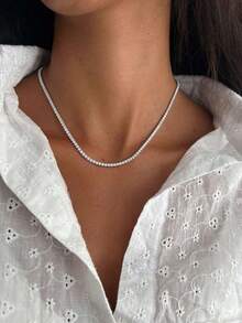 1pc Sparkle Moissanite  Necklace For Women S925 Sterling Silver Yellow Gold-Plated Glamorous Valentine's Day Fine Ladies Jewelry Gift