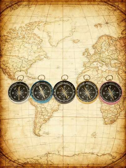 Brújula de metal con estuche de aluminio de colores para viajes al aire libre, bodas y enseñanza