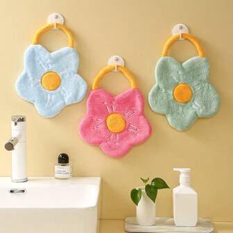 Adorable Flower-Shaped Hand Towels-Super Soft And Highly Absorbent Floral Face Towels (With Hanging Loops), Measuring 7.8 X 10.6 Inches, Weighing 500g. Colorful Cartoon Quick-Drying Towels/Bath Towels, Suitable For Bathroom/Kitchen/Home Decor. An Ideal Gift For Children And Adults (Available In Multiple Colors). Also Makes A Great Christmas Gift.
