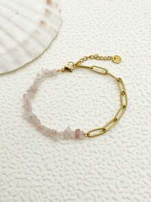 1pc Y2K Funky Stainless Steel Moon Charms Bracelet 18K Gold Plated Double Layer Chain Cuff Jewelry For Women Teen For Daily Decoration & Friendship Gift