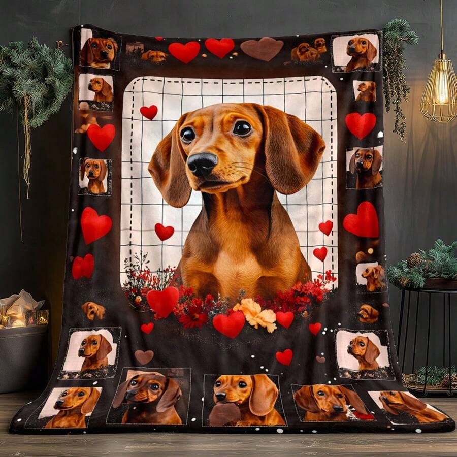 Super Soft Cute Dachshund Prints Flannel Printed 3D Blanket, As Birthday Gifts, Family, Wedding, Souvenir Blankets, Polyester Blankets Suitable For All Seasons, Washable, Machine Washable, Lightweight, Breathable, Comfortable, Warm, Unique, 280gsm For Him, Her Personalized Ideal Gifts For Her, Him, Family, Boyfriend, Girlfriend, Father, Family, Mother, Lover, Daughter, Son, Grandfather, Grandmother, Friend, Classmate, Pet. Perfect Nap, Camping, Travel, Home, Daily Life, Office Decoration, Birthday, Anniversary, Valentine's Day, Thanksgiving, Christmas, Halloween, Mother's Day, Father's Day, Wedding, New Year Gifts ,Sofa,Bed,Car,Bedroom,Living Room,Office, Outdoor Camping, Beach,Wall Decoration - Nhiều màu 32 - Xem 1