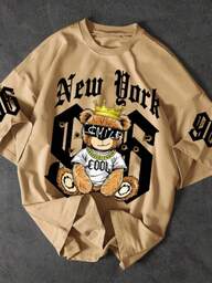 Camiseta Unissex  Estilo Streetwar Estampada Urso New York Smile Street style Camisa  Estilosa Masculina e Feminina - 100% Algodão Promoção Frete Grátis Rápido