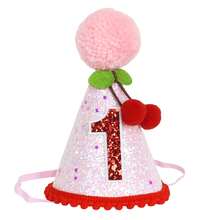 樱桃生日帽（1顶），半岁生日帽，一周岁生日派对帽，两岁生日帽，波西米亚风圆锥形生日帽，生日派对拍照道具，宠物生日帽 - 彩色 - 查看 14