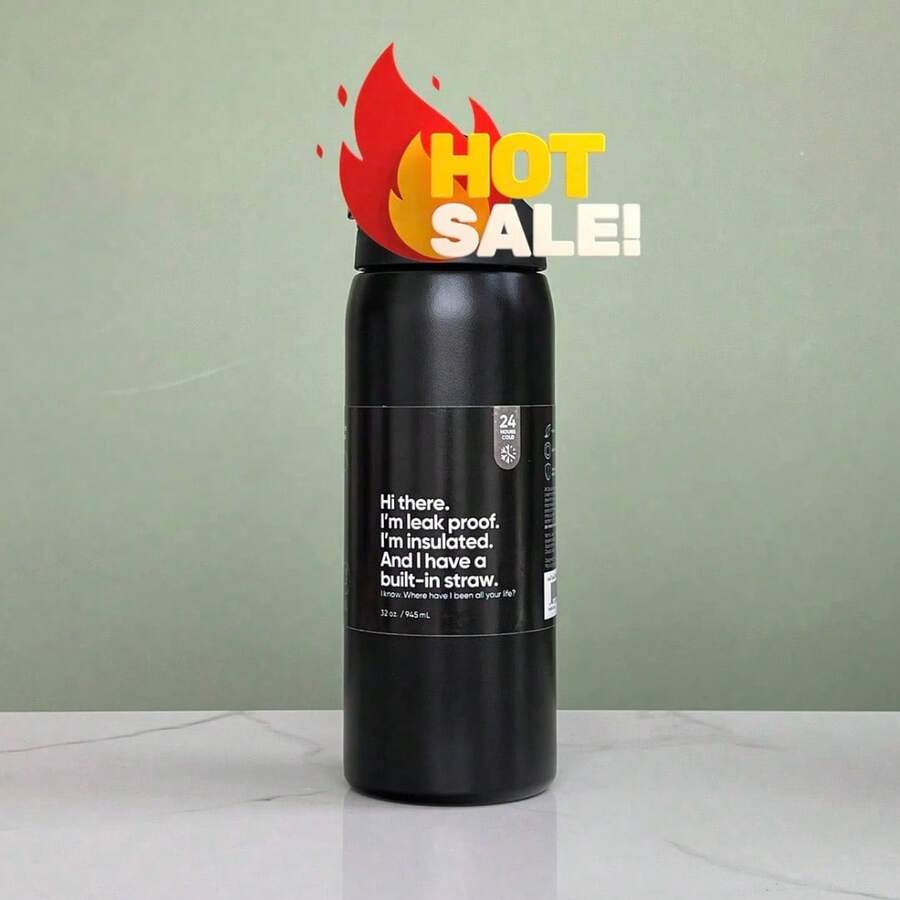 New Original OWALAS 32oz Halloween & Christmas Limited Edition Water Bottle Start Your Mysterious Journey With "Midnight Bell" And "Dancing With The Ghosts", "It's Boring Without You" And "Happy Halloween". "Trick Or Treat" - màu đen - Xem 1