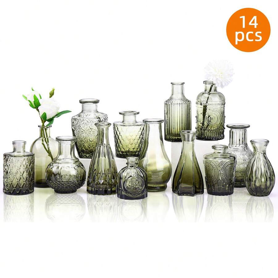 Tomnk 14/24/36Pcs Glass Bud Vase Set, Small Flower Vase For Centerpieces, Bud Vases In Bulk, Mini Vintage Vase For Rustic Wedding Decorations, Mother's Day Decor, Ideal Mother's Day Gift - 彩色 - 查看 1