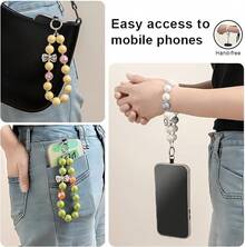 Cute Beaded Phone Wrist Strap Women - Anti-Theft Hands-Lanyard With Jewelry Beads, Multi-Use Charm Bracelet Phone/Camera/Purse/Keys - màu xanh lá - Xem 5