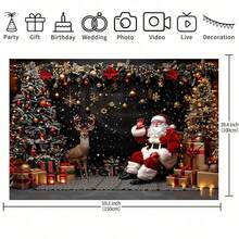خلفية ديكور عيد الميلاد بموضوع بابا نويل، تتميز بمشهد رنة بهيج وبابا نويل، صناديق هدايا وشجرة عيد الميلاد. ديكور عطلة عالمي، لا يتطلب كهرباء - مثالي لغرف المعيشة والديكور الخارجي وأستوديوهات التصوير. متوفر بأحجام متعددة. - متعدد الألوان - مشاهدة 10