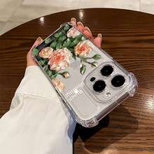 Fundas Transparentes Para TPU Compatibles Con OPPO RENO 05/07/11/12/A58, 17/16/15/14/13/12/11, MOTO G14/24/54, Galaxy A06/04/S25/S24,INFINIXHOT50PROPLUS, A55,Honor 400 Lite, Redmi 13/14, Resistente Al Agua, A Los Golpes Y A Los Arañazos, Diseño De Pintura Al Óleo Floral Con Impresión 2D, El Regalo Perfecto Para Halloween/Navidad. - transparente - Ver 3