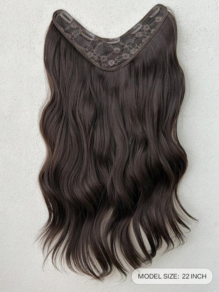 22 Inch V-Shaped Brown Water Wave Wig, Heat Resistant Synthetic Fiber Material, Suitable For Women & Girls To Wear For Parties And Daily Use - Brown - View 2