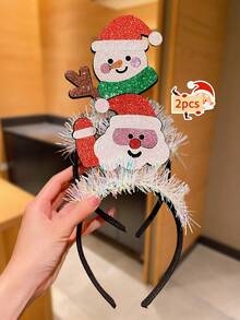 4/2/1pc Cute Shiny Christmas Headbands For Women, Designed With Santa Claus, Snowman, Reindeer And Other Christmas Elements, Adding Christmas And New Year Atmosphere, Suitable As Christmas And New Year Hair Accessory Gifts For Women
