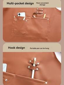 1 Piece High Quality Adjustable Apron - Buckle With Front Pocket Design - Easy To Clean Imitation Leather Apron For Chefs, Home Kitchens, BBQs, Waiters, Salons - Available In Red/Black/Coffee, Professional Look, Easy To Clean Material - Multicolor - View 6