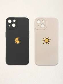 Couple Phone Cases - Sun & Moon Design, Black & White Phone Cases Compatible With IPhone & Galaxy Smartphones, Phone Cases, Case Compatible With IPhone 17 Pro Max, Covers, Cute Phone Cases, Compatible With IPhone 13, 15, 16 Pro Max, 16 - Multicolor - View 14