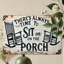 Room Decoration 1 Piece Vintage Iron There's To Sit On Porch Sign - Vintage Metal Wall Art, Waterproof And Windproof, Suitable Home, Bar, Cafe, Man Cave Decoration - Black Antique Poster - 彩色 - 查看 5