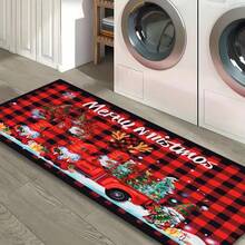 1 pieza Diseño de Gnomo Navideño y Árbol de Navidad, de fácil cuidado, resistente a la suciedad, adecuado para sala de estar/dormitorio/estudio/oficina/pasillo/cocina/entrada, creando ambiente navideño, estilo nórdico, aplicable para Navidad, alfombra de entrada con estampado de árbol, alfombra de felpa, alfombra gruesa, alfombra esponjosa, alfombra de otoño/invierno, alfombra gruesa para cocina