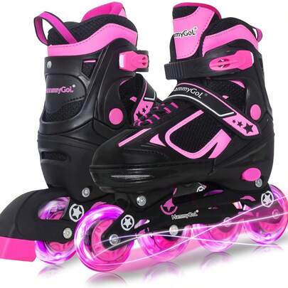 Adjustable Inline Skates For Kids, Boys Blades Skate Girls With Light Up Wheels