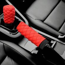 5pcs Car Interior Accessories Set - Steering Wheel Cover, Gear Shift Knob Cover, Seat Belt Shoulder Pad, Rhinestone & PU Leather Patchwork, Fits 14.5-15 Inch Steering Wheel, Universal Car Decor