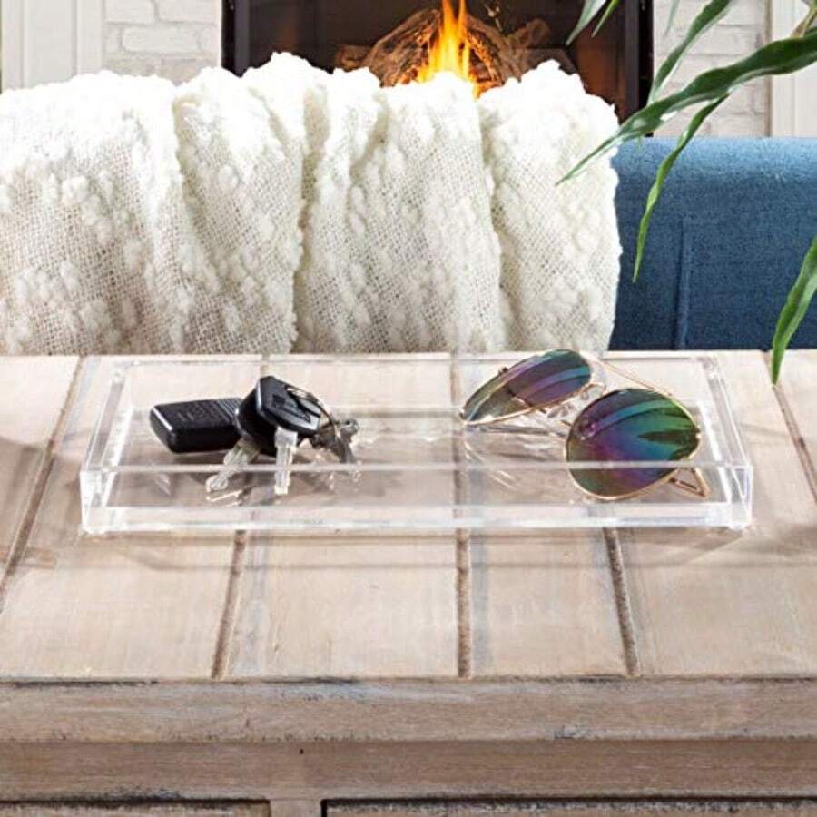 Lavish Home Acrylic Catchall Tray Decorative Clear Rectangular Modern Minimalist Valet Organizer For Bedside Bathroom Or Office Storage By