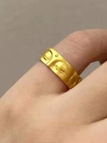 1pc Unisex European & American Venus Face Shaped Retro Carved 925 Silver Adjustable Ring, Proposing Gift