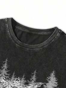 Camiseta de Hombre de Corte Bajo con Eslogan y Estampado de Ángel de Hombro Caído - Blanco - Ver 6