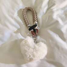 1 件蓬松心形吊坠，可旋转手机挂绳，包包挂饰，钥匙扣，适用于一般手机 - 彩色 - 查看 14