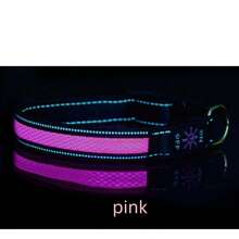 USB-C充电式防水发光狗项圈，可调节柔软尼龙网状LED狗项圈，6种灯光颜色可选，适合夜间遛狗 - 彩色 - 查看 19