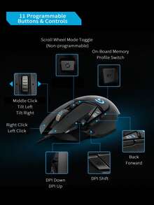 Logitech Ratón de juego G502 Hero - Sensibilidad ajustable de 25600 DPI / 11 botones programables / Pesos personalizables / Seguimiento de alta velocidad - Negro - Ver 3