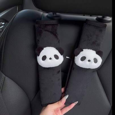 2pcs Cute Panda Seat Belt Decoration Item, Protects Your Neck And Prevents The Seat Belt From Scratching Your Neck. Pandas Adorn The Interior Of The Car, Don't Miss It If You Love Pandas, Seat Belt Protector, Car Accessories, Playful Car Accessory, Panda Design, Lightweight Decoration, Comfortable Padding, Belt Pad, Protective Cover, Panda Lovers, Pet Lovers
