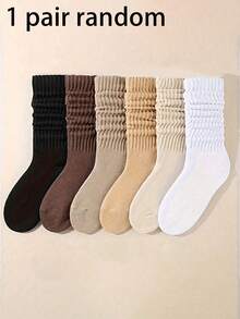 1/3/6/15/20 perechi de șosete de iarnă/toamnă pentru femei, ciorapi stratificați, șosete tricotate casual de toamnă și iarnă, șosete Scrunchie pentru femei, șosete casual, culoare Maillard, șosete albe simple pentru femei - Multicolor - Vizualizare 14
