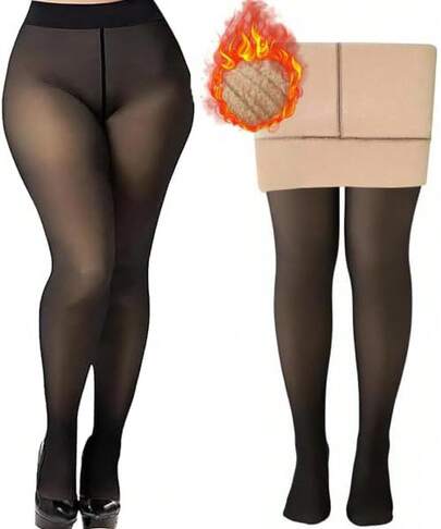 RENDIN 2 Piezas Medias Termicas Afelpadas Mujer, Pantimedias con Forro de Lana de Algodón,Leggings Térmicos Largos para Mujer