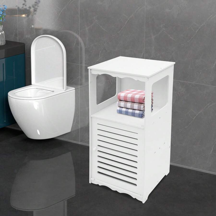 JUSODIN Bathroom Cabinet, Three Bathroom Cabinets, 38*28*80cm White Bathroom Cabinet, Toilet Side Cabinet Made Of PVC Material - White - View 1