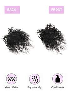 Natural Short Hair Toppers With Bangs Kinky Curly Human Hair Toppers Clip-In Human Hair Wiglets For Women With Thinning Hair Instant Volume And Style Natural Color - S1 - View 2