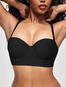 Black Glossy Padded Bra - Soft, Comfortable, Breathable, Perfect Fit For Daily Wear - Black - View 6