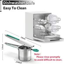 Large Silicone Handle Potato Masher With Side Holes (Patent Pending), Efficient 15OZ Large Potato Crusher, Replaceable Base Model, For Making Mashed Potatoes, Comfortable Handle Potato Masher - màu xanh lá - Xem 5