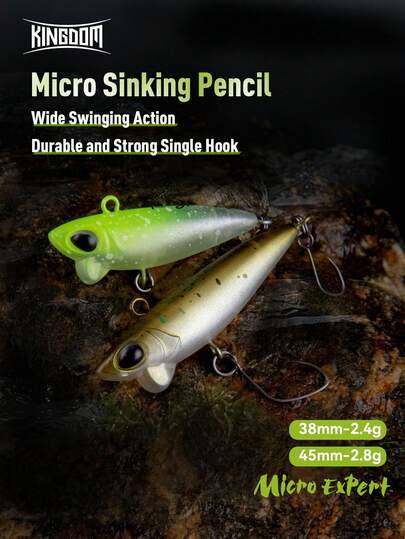 KINGDOM Kingdom Micro Sinking Pencil Fishing Lure 2.4g/38mm 2.8g/45mm Sinking Hard Bait ABS Fishing Tackle Artificial Hard Baits Crankbaits Tackle Wobblers