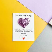 1pc/5pcs/10pcs In Stock Cute Pocket Hug Heart Inspirational Cards, Love Gift, Heart Cards, Motivational Blessing, Glitter Heart Holiday Gift - Multicolor - View 6