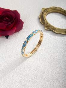 1 件复古新中式水钻镂空莲花拼布手镯，适合女性办公室、休闲、街头服饰、音乐节、个性化珠宝、节日礼物、婚礼、情人节、母亲节、生日 - 荷花 - 查看 8