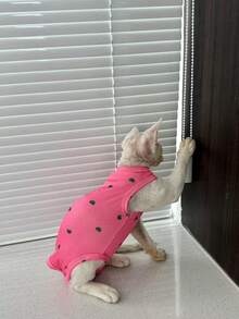 无毛猫背心，透气亲肤保暖，心形宠物服装，适合斯芬克斯猫 - 黃色 - 查看 12