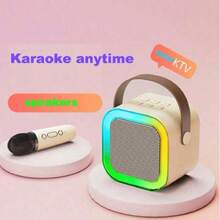 Portable Speaker With LED Lights, Sound And Microphone - White - View 4