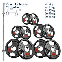 Shark Power Gear Tri Grip Weight Plates (Pair & Sets) – Compatible With 2 Inch Barbell (4ft / 5ft / 6ft / 7ft) – Full Home Gym Strength Kit - A - Ver 20