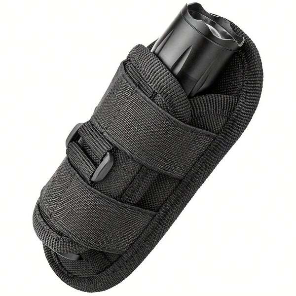 Bolsa de lanterna de nylon 1000D, coldre tático de trabalho giratório com suporte para lanterna, bolsa portátil com mosquetão de 360 graus e clipe retrátil, adequado para