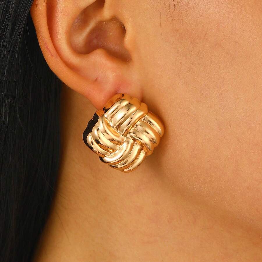 1 par de pendientes de círculo exagerados para mujeres, accesorio minimalista casual