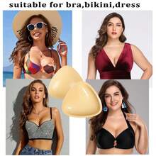 Self-Adhesive Bra Inserts, Padded Sports Bra Foam Silicone Cups, Thickened Small Bust Enhancing Triangle Heart-Shaped Sticky Invisible Plunge Bra Pads - Apricot - View 9