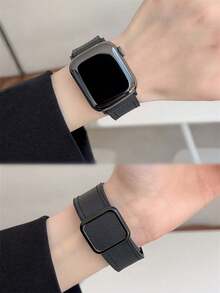 1 件复古方形扣皮革磁性表带，适用于 38/40/41/42/44/45/46/49mm Ultra/Ultra2/SE/SE2/11/10/9/8/7/6/5/4/3/2/1 - 黑色 - 查看 7