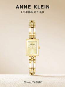 Anne Klein Women's Gold-Tone Quartz Bracelet Watch With Square Light Champagne Sunray Dial Watch For Women Luxury Analog Watch With Adjustable Bracelet Wactch Ladies' Elegant Gift Watch